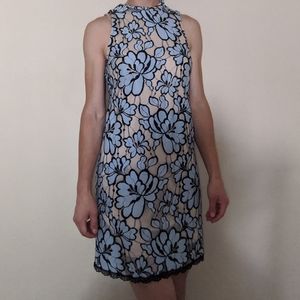 Blue flower print dress